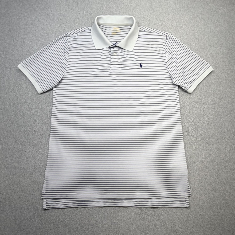 Ralph Lauren Performance Polo Shirt Boys XL Blue Stripe Golf Stretch Tech Preppy
